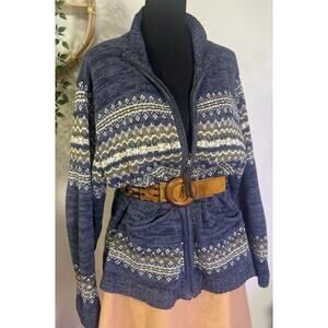 Vintage Tiara Nordic Fair Isle Cardigan Apres Ski Grandpa Sweater Y2k Cabincore